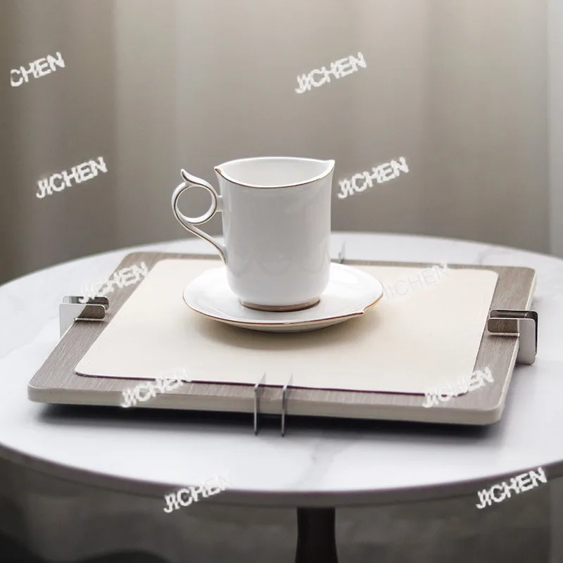 

JTC Decorative Tray Storage Trays Aesthetic Leather Decoration Plates Luxury Elegant Creative Pretty Bedroom Plate Table Decorat