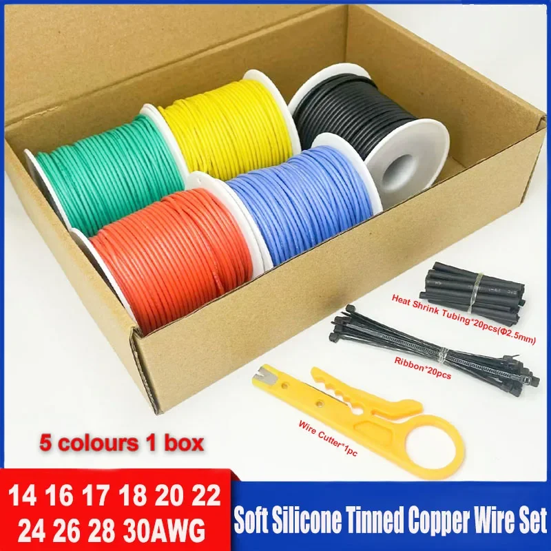 

Кабель калибра 30 ~ 14 калибра 30awg 28awg 26awg 24awg 22awg 20 18 17 16awg 14awg Комплект гибких соединительных проводов из луженой меди с силиконом
