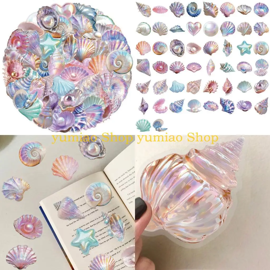 587B 50PCS WaterproofShimmering PET Stickers DIY Waterproof Decals For Electronics Luggage Laptop Skateboard Creative Design