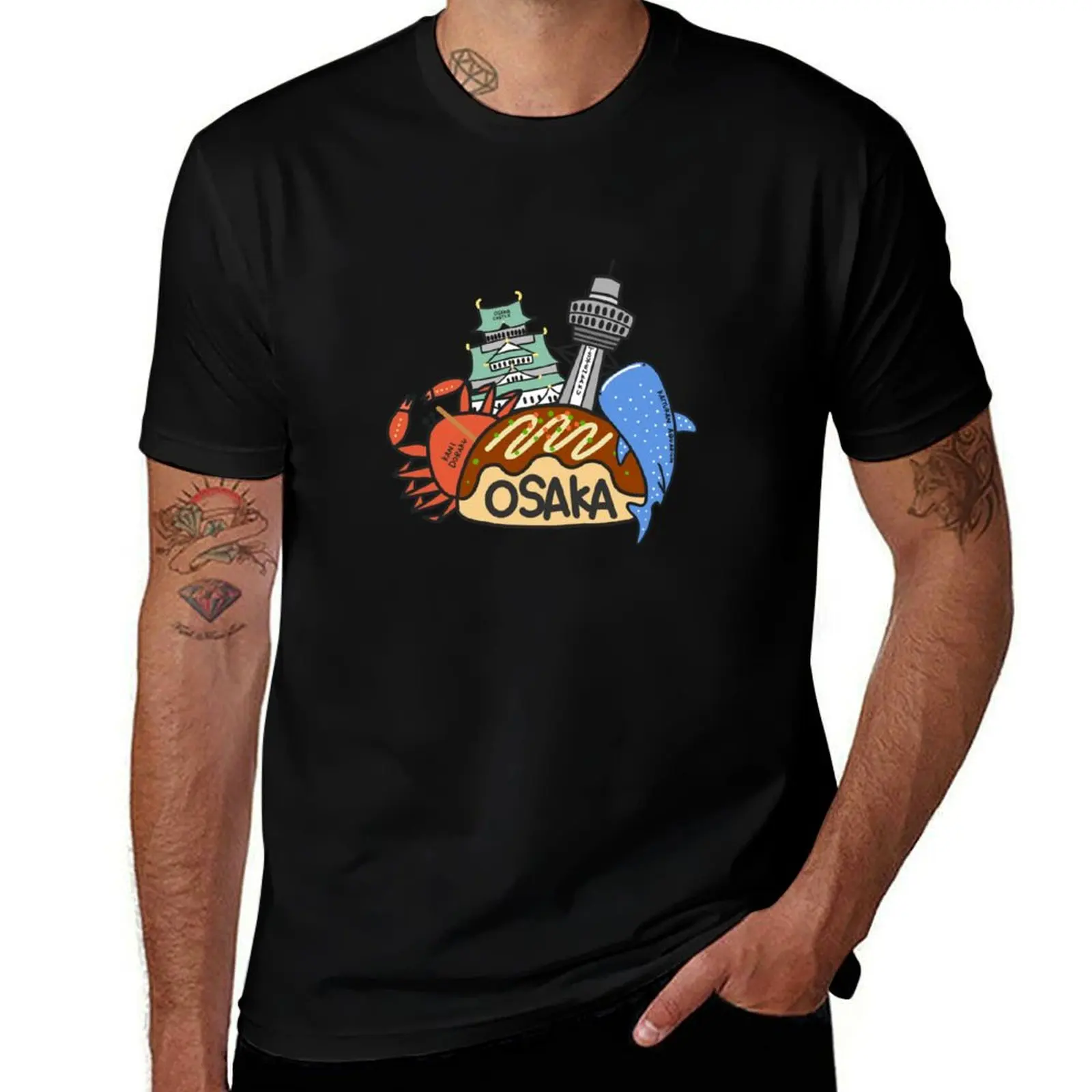 OSAKA Love Japan Osaka Logo, süßes, lustiges Kunst-Takoyaki-Namba-Souvenir-T-Shirt, Plus-Size-T-Shirt für den Alltag