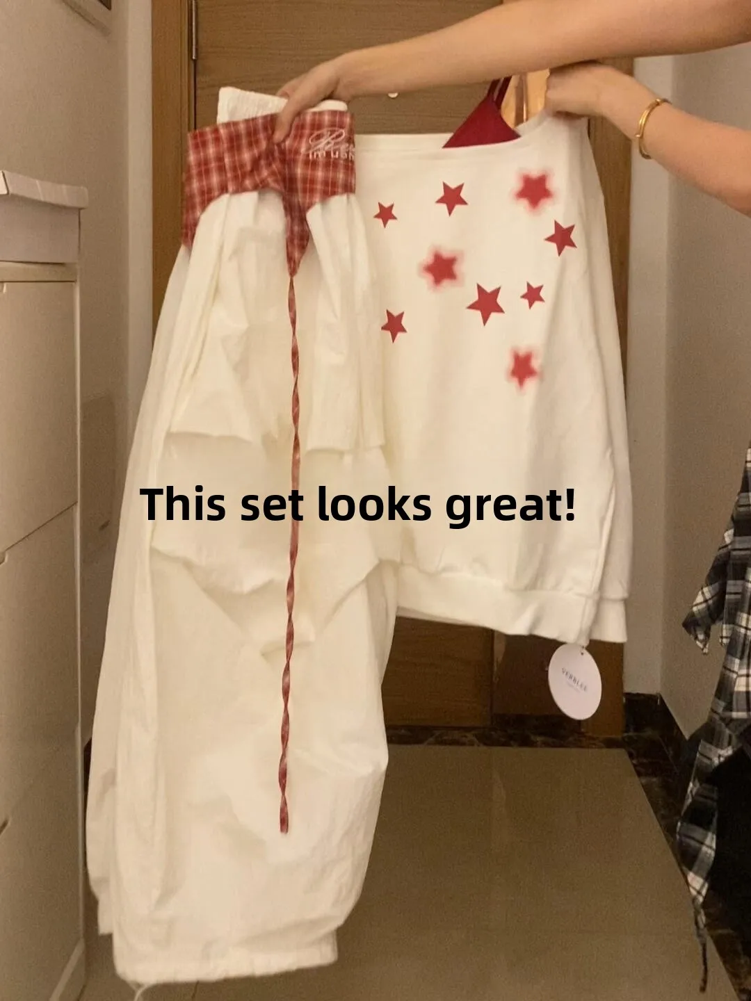 

Loose Star Print Sweatirt Women's plus Size Trousers High Waist Wide Leg Pants Korean Sle Commute Faion Casual Wear