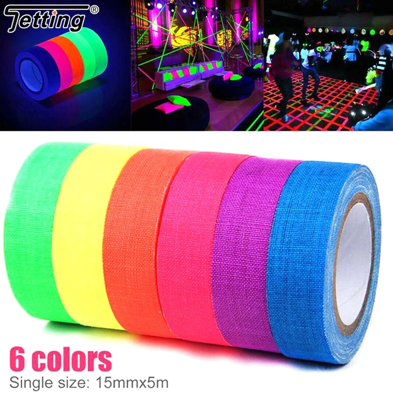 1Pc DIY Fluorescent UV Cotton Tape Night Self-Adhesive Glow In The Dark Luminous Tape For Party Floors Stages