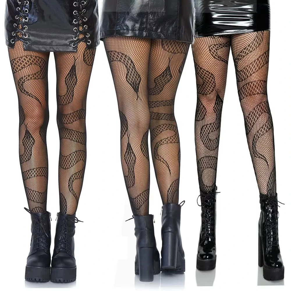 

Snake Tights Women Anime Pantyhose Black Mesh Fishnet Stockings Sexy Harajuku Hosiery Large Lolita Punk G Tights Gothic Clothes