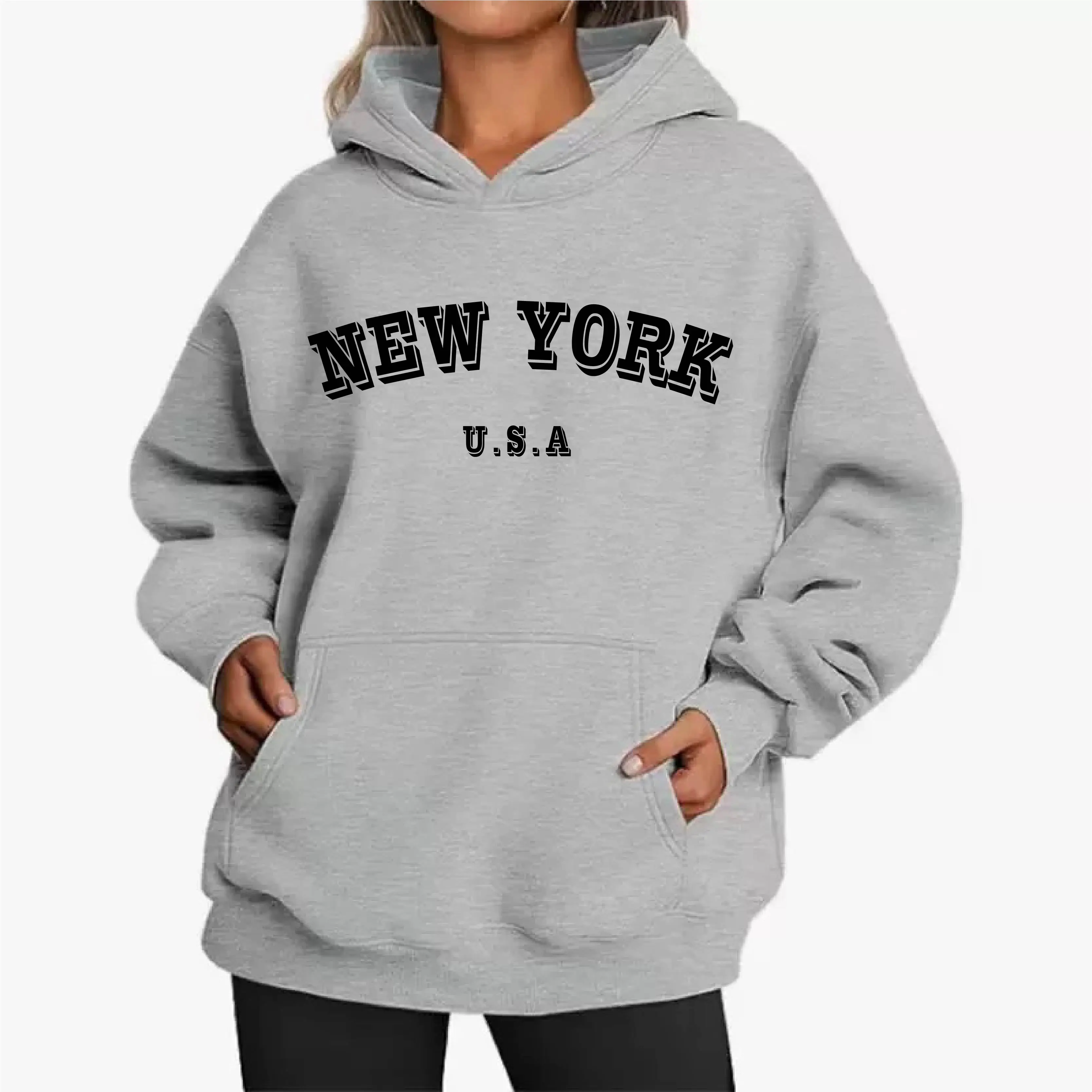 مريح صالح للجنسين هوديي نيويورك الولايات المتحدة الأمريكية حروف البلوز البلوز أزياء عارضة زائد حجم الهيب هوب البلوز #2