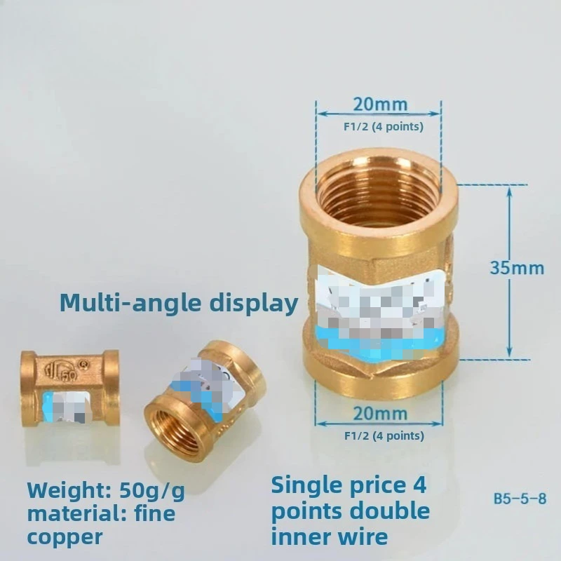 1" to 3/4" (1" to 6-Point) Copper Direct Pipe Joint - 4-Point Double Female Thread, Water Heater Plumbing Fittings
