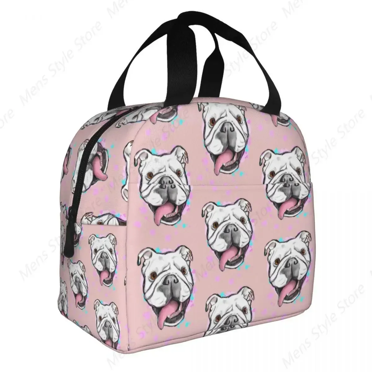 English Bulldog Insulated Lunch Bag British Dog Portable Cooler Thermal Bento Box for Women School Children Picnic Food Bags