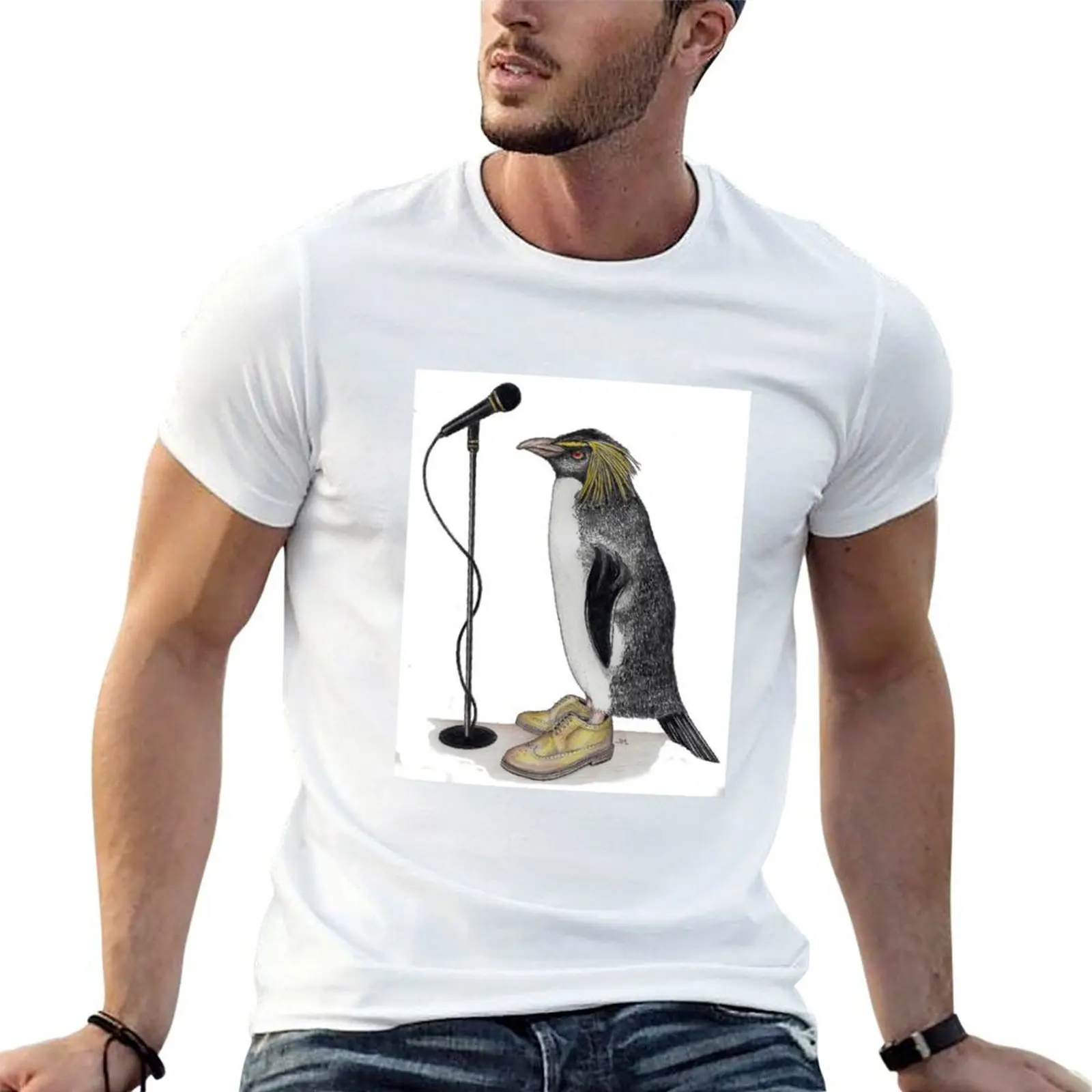 

Penguin in gold wingtips with microphone T-Shirt t shirt man luxury man t shirts for men T-Shirt