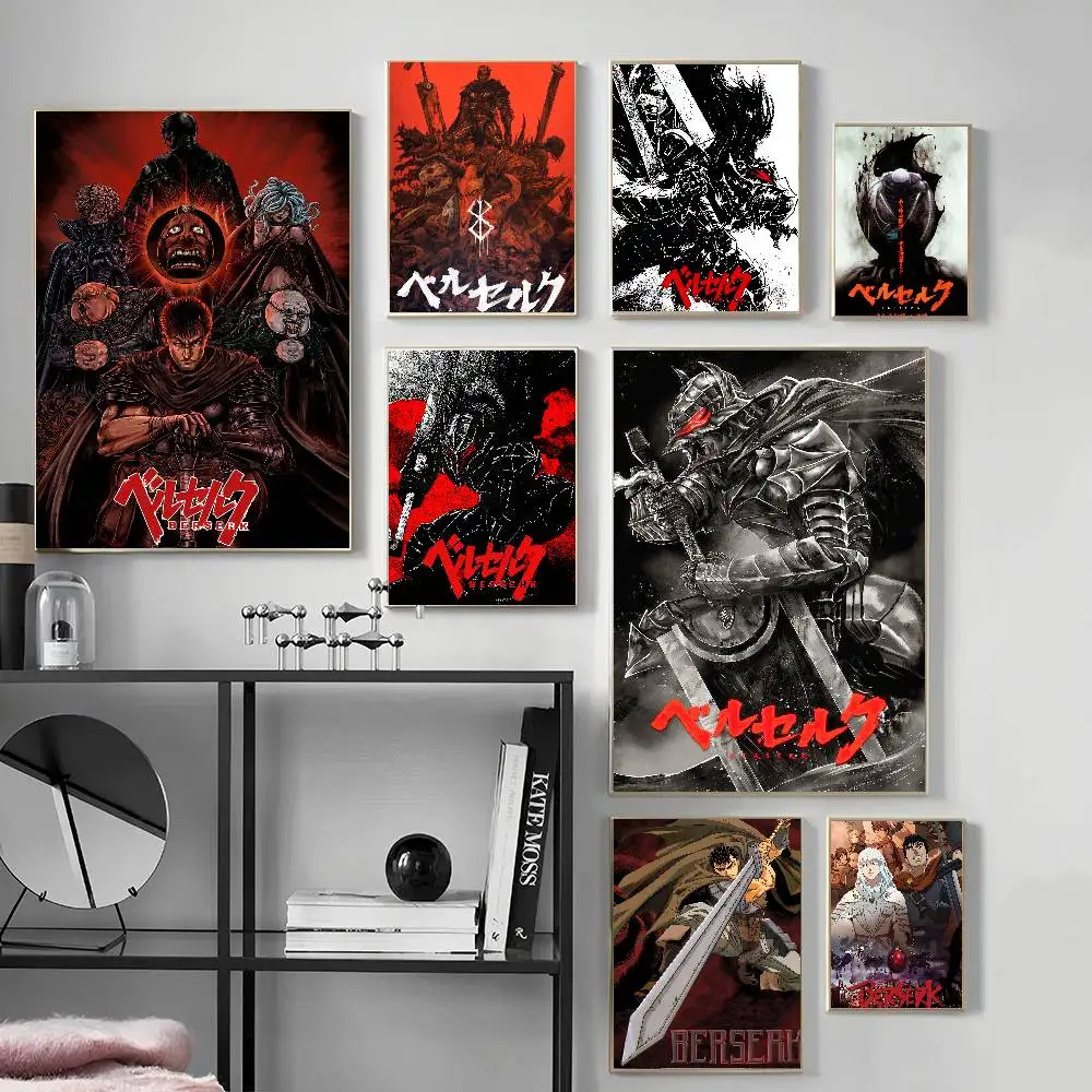 أنيمي BERSERK ملصقات عتيقة لزجة ريترو كرافت ورقة ملصق DIY غرفة بار مقهى Kawaii غرفة ديكور