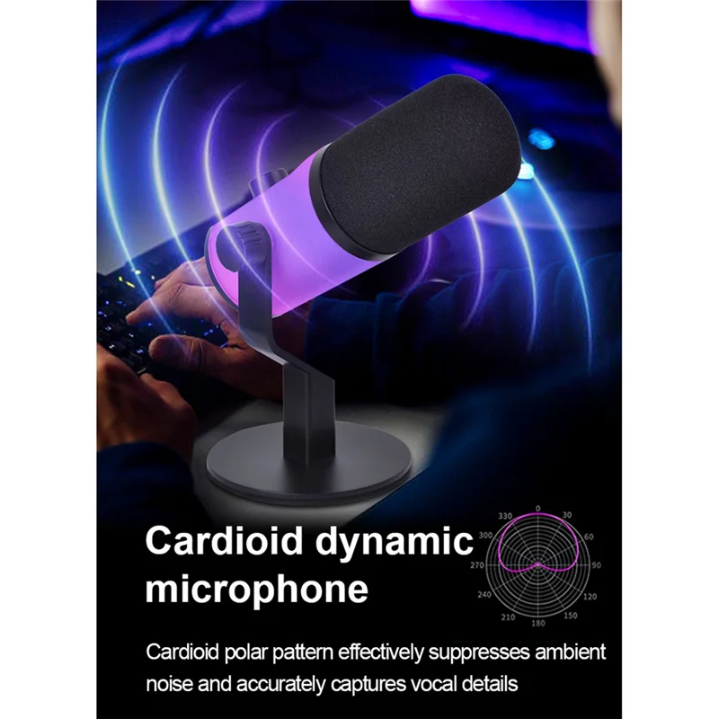 

A32T-XLR/USB Dynamic Microphone For Podcasting Recording Gaming Live Streaming USB RGB Dynamic Microphone With XLR Cable