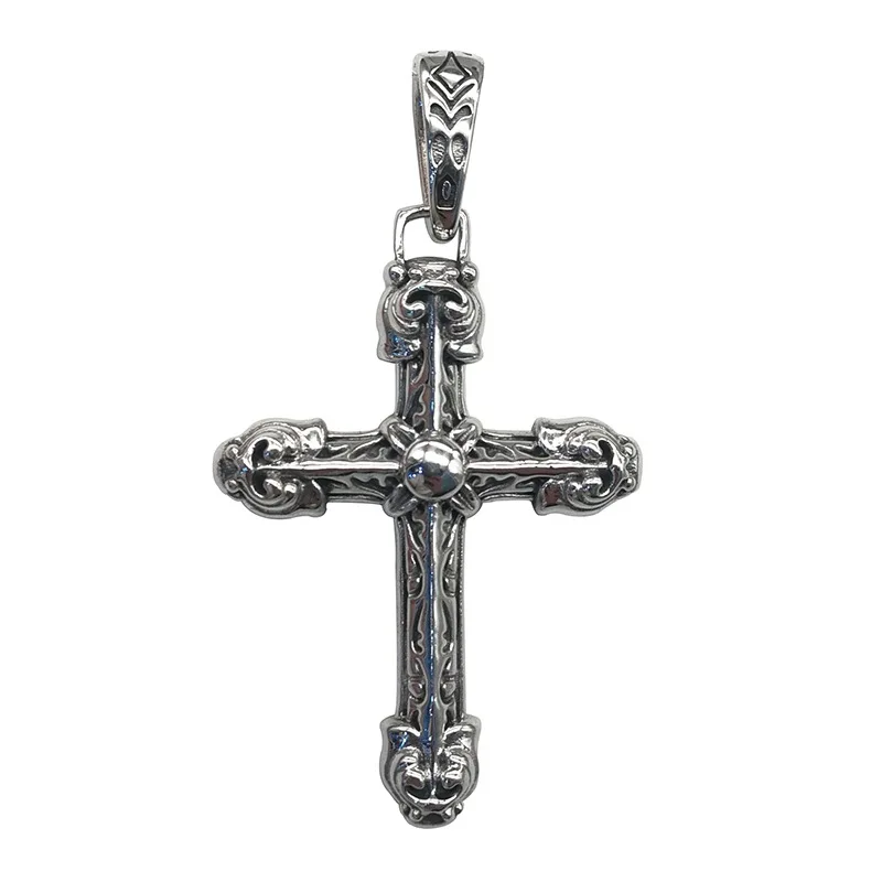 

New S925 silver fashion retro Thai silver men's Christian men's and women's personality Cross Pendant