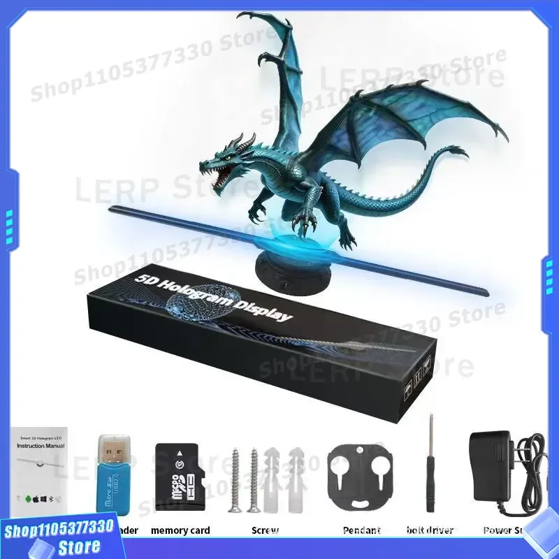 3D Holographic Fan Projector Naked Eye Aerial Imaging Display Rotating LED Light Advertising Machine Stereoscopic Floating