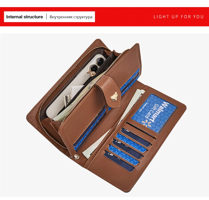 FOXER Damen-Langbörse mit Vintage-Print, Handgelenktasche, Große Kapazität, Multi-Kartenhalter, Telefon-Clutch, Geschenkbox für Damen – Detail 11