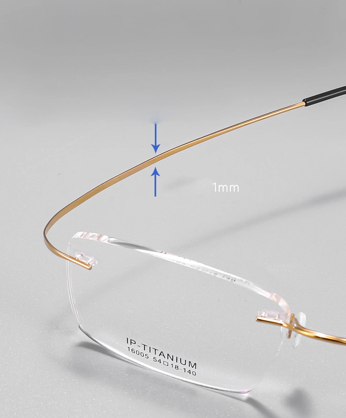 Quadratische randlose Business-Brille ultraleichte Brillen aus reinem Titan Mode Retro optische Rezept rahmen Mann Frau 1006 – Detail 7
