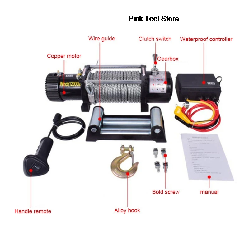 

10803 Electric winch 12v car electric hoist off-road vehicle 24v self-help household small wire rope hoist hoist