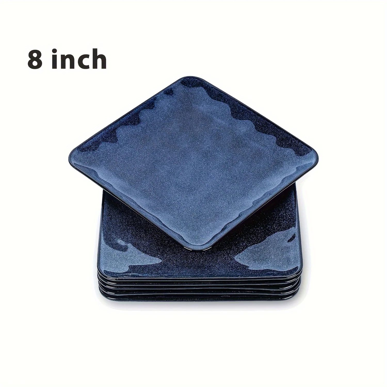

Ceramic Square Dinner Plates Set – 6-Piece 8-Inch Porcelain Plates for Salad, Dessert, Appetizer & Bread | Microwave-Safe & Dishwasher-Safe | Soft Blue Finish
