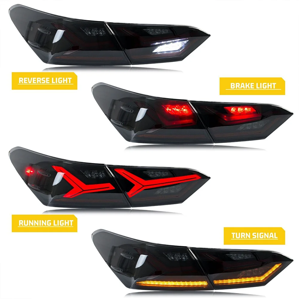 Pair Of Car Tail Light Assembly For Toyota Camry 2018-2021 LED Dynamic Turn Signal Start-up Animation Plug and Play Tail Lamps