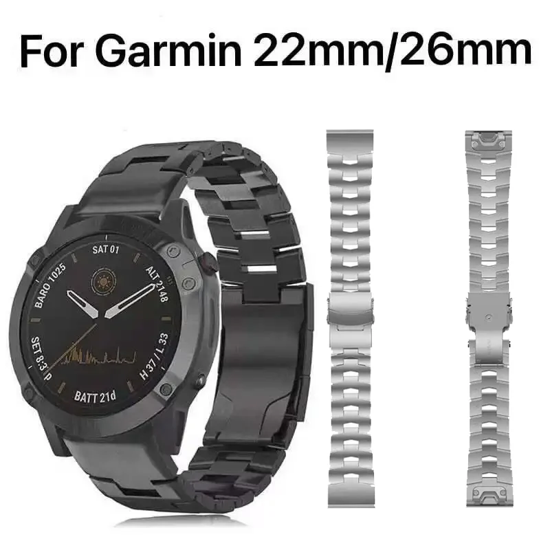 

22mm Titanium alloy band for Garmin Forerunner 745/Fenix 5 6Quick fit connector replacement Belt for 26mm Fenix 8/7/6/5X/Fenix 3