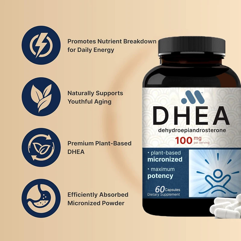 DHEA 60 pills | Extra strength, micronized grade, better absorption, supports energy levels, metabolism, and healthy aging