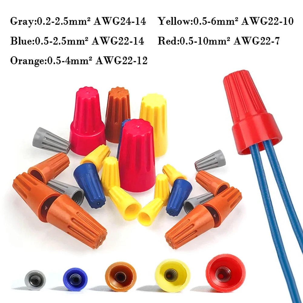 25/50/80/100 Uds. Terminal de giro de engarce aislado eléctrico colorido conector de cable rápido tuerca conexión de tapa de extremo de resorte
