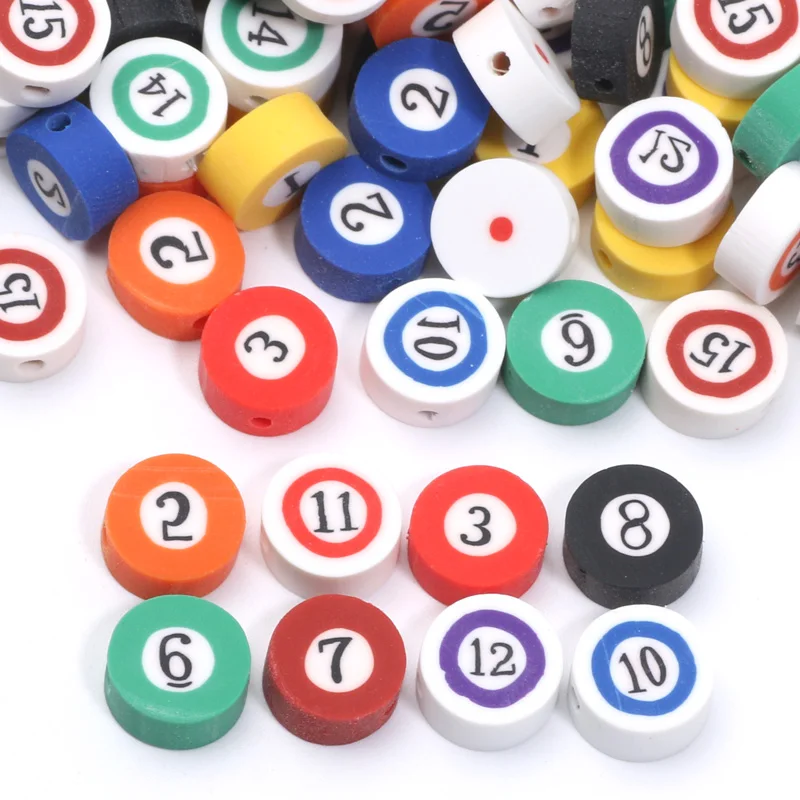 20/50/100 stücke 10mm Mix Billard Polymer Clay Perlen lose Spacer Perlen für Schmuck machen Handwerk DIY Armband Halskette Zubehör