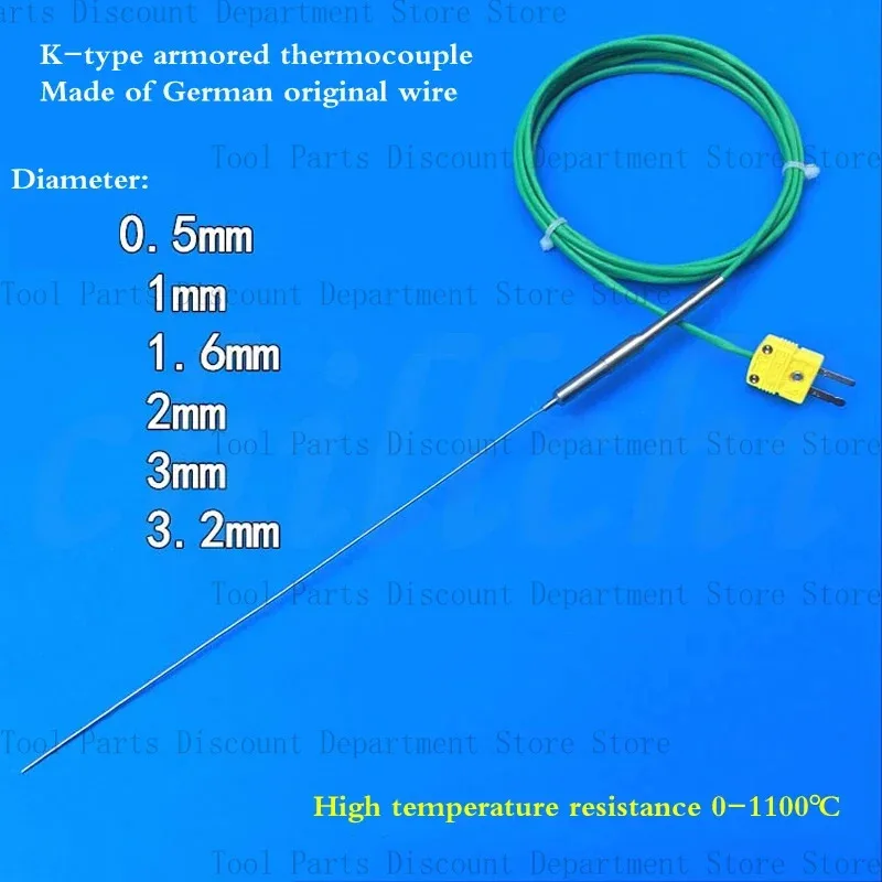 Armoured K Type Thermocouple Diameter 0.5Mm Probe 3Mm Resistance 1000 Degree Furnace Temperature Detection