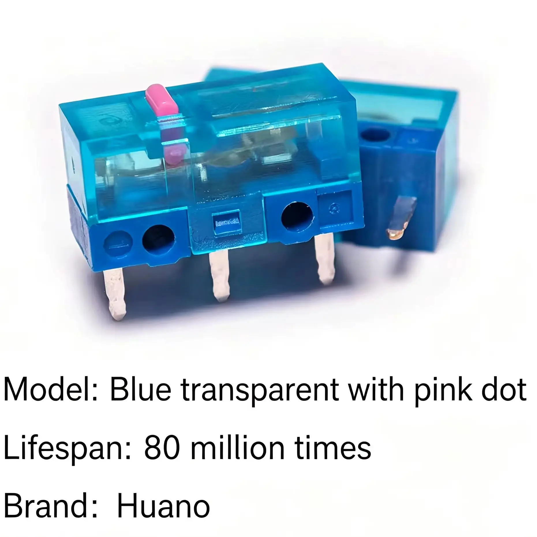 10PC-1pc   New Huano Blue Transparent Shell Pink Dot 80 Million Microswitch Button for Logitech Button