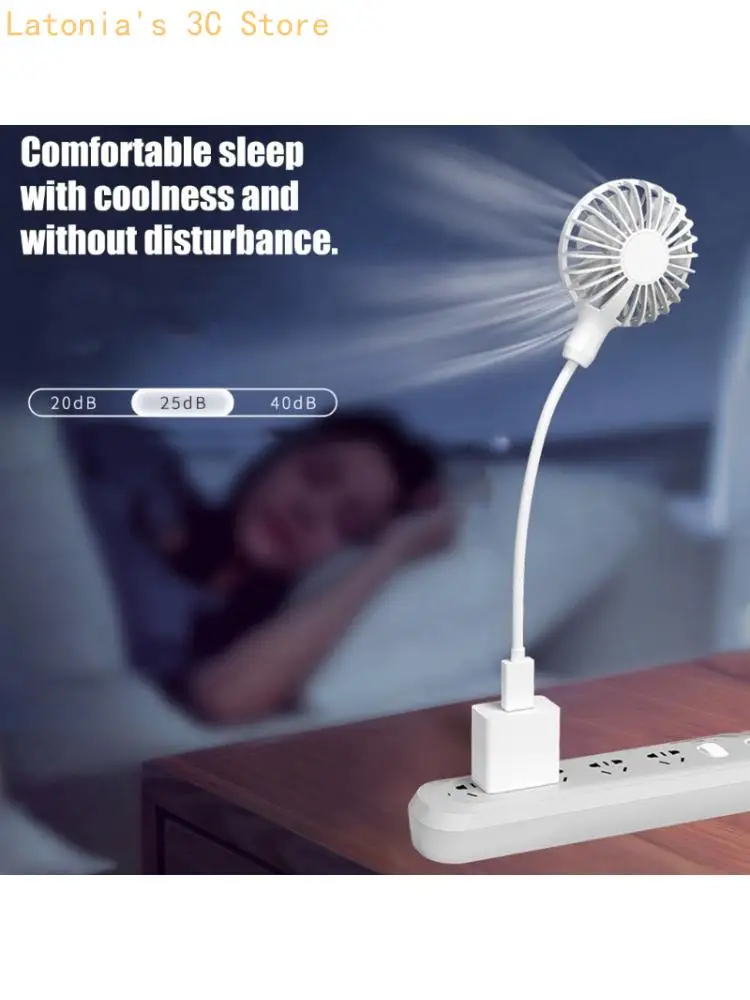 White USB Desk Fan With Flexible Neck And On Off Switches For Office Computer X3UB