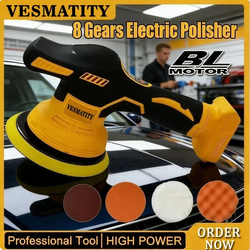 8 Gears Digital Display Cordless Car Polisher Electric Polisher Auto Car Waxing Polishing Machine For Dewalt 18V 20V Battery Pin