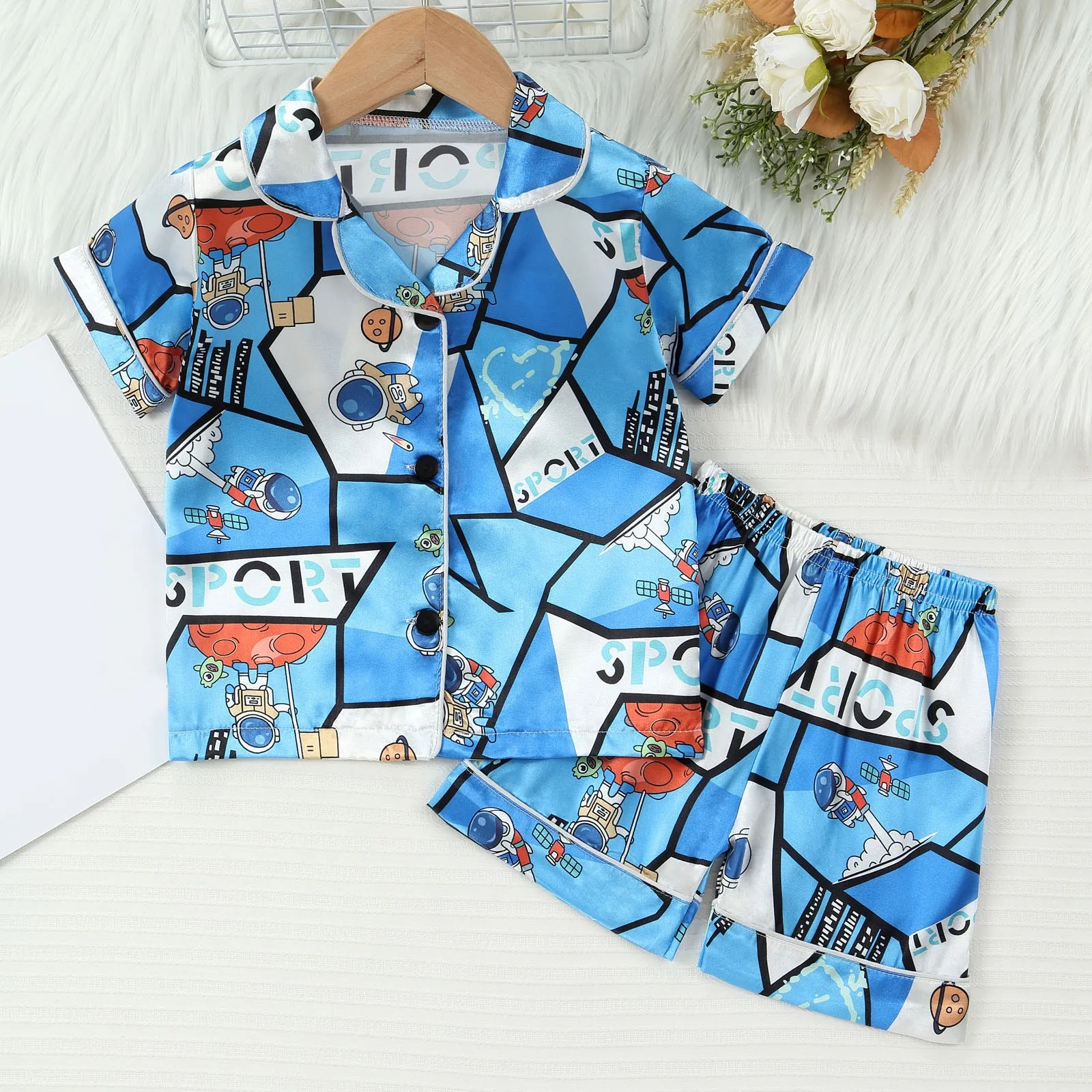 1T,2T,3T,4T,5T,6T Toddler Sleepwear Summer Kids Baby Boys And Girls Suit Pajamas Sets Short Sleeved Suits Summer Home Clothes