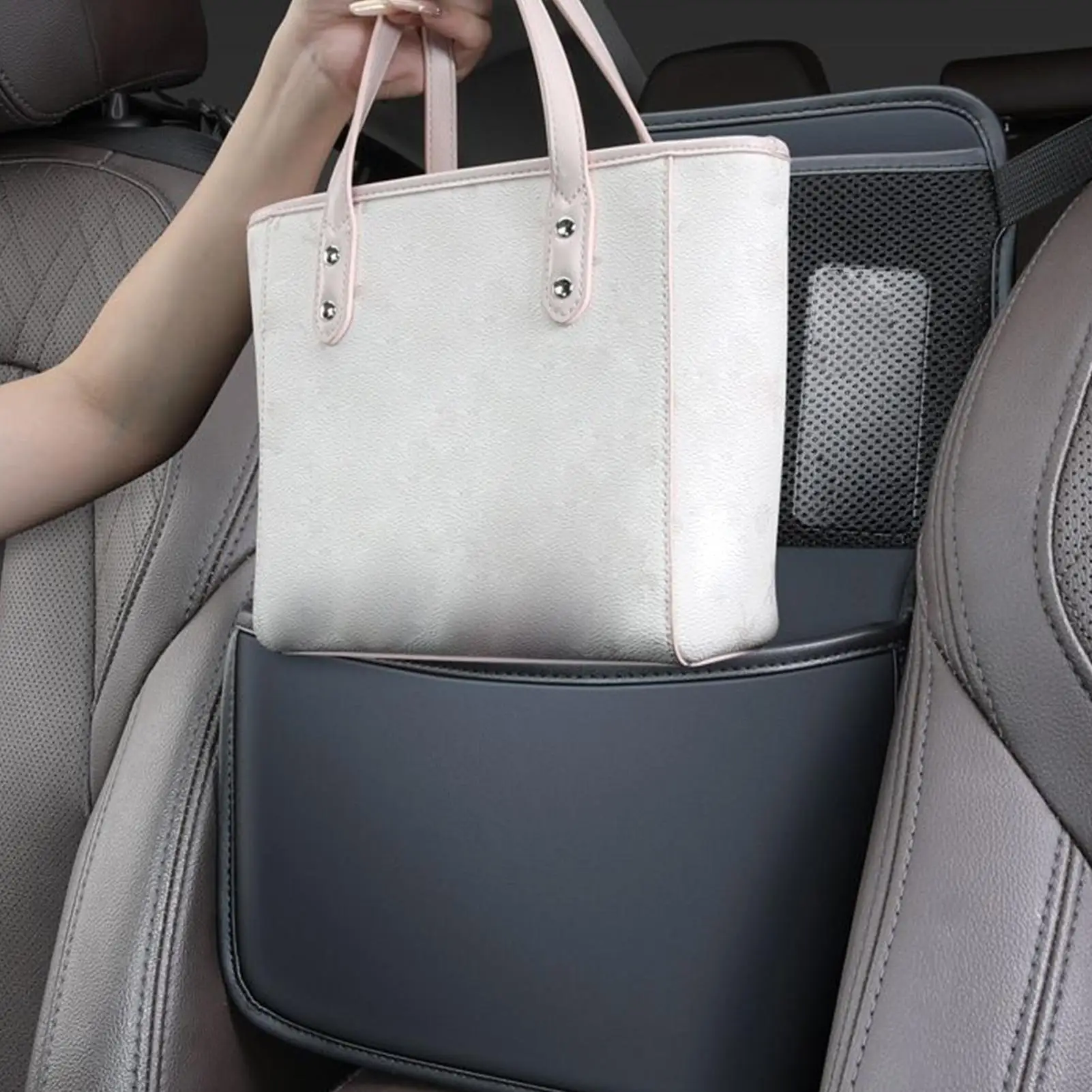 

Car Purse Holder Between Seats Auto Car Center Seat Storage Pocket Car Interior Handbag Organizer for Water Cup Tissue Umbrella