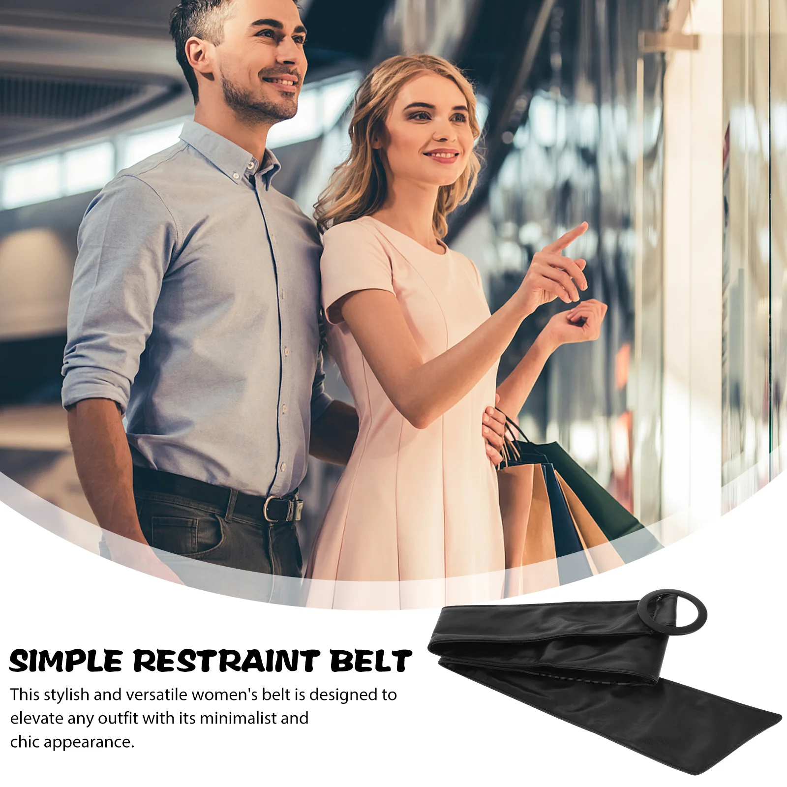 حزام خصر قابل للتعديل من البولي يوريثان باللون الأسود للنساء، نحيف وعصري ومتعدد الاستخدامات، لون سادة لفساتين الجينز، حزام نسائي #4