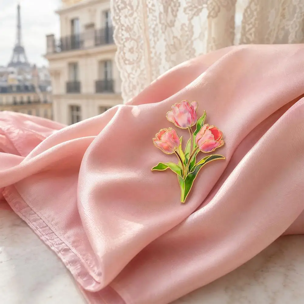Smooth Edge Brooch Enamel Flower Brooch Pin Lightweight Zinc Alloy Badge Smooth Edges Accessory for Jackets Scarves Bags Gift