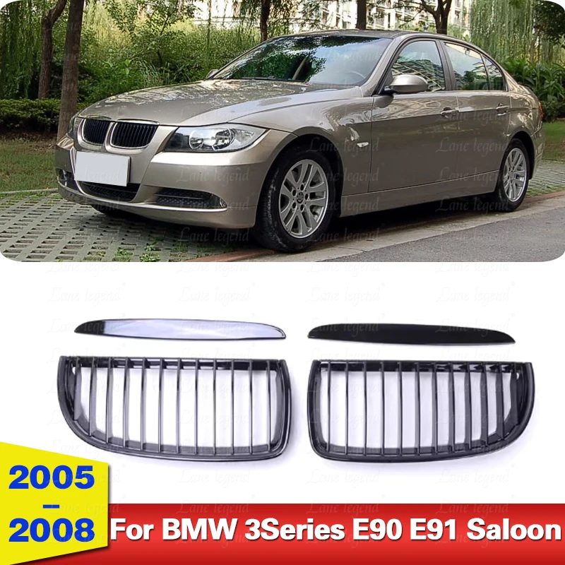 Car Front Bumper Grilles for BMW E90 E91 3 Series 323I 328I 335I 330I 325I 2005-2008 ABS Grille Racing Grill Gloss Black