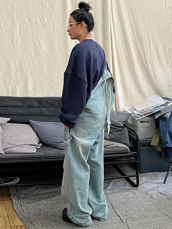 بنطلونات دنيم ممزقة بأسلوب رجعي للنساء - موضة الخريف والشتاء - مقاس كبير - بنطلونات قطعة واحدة للنساء ذات المقاسات الكبيرة #3