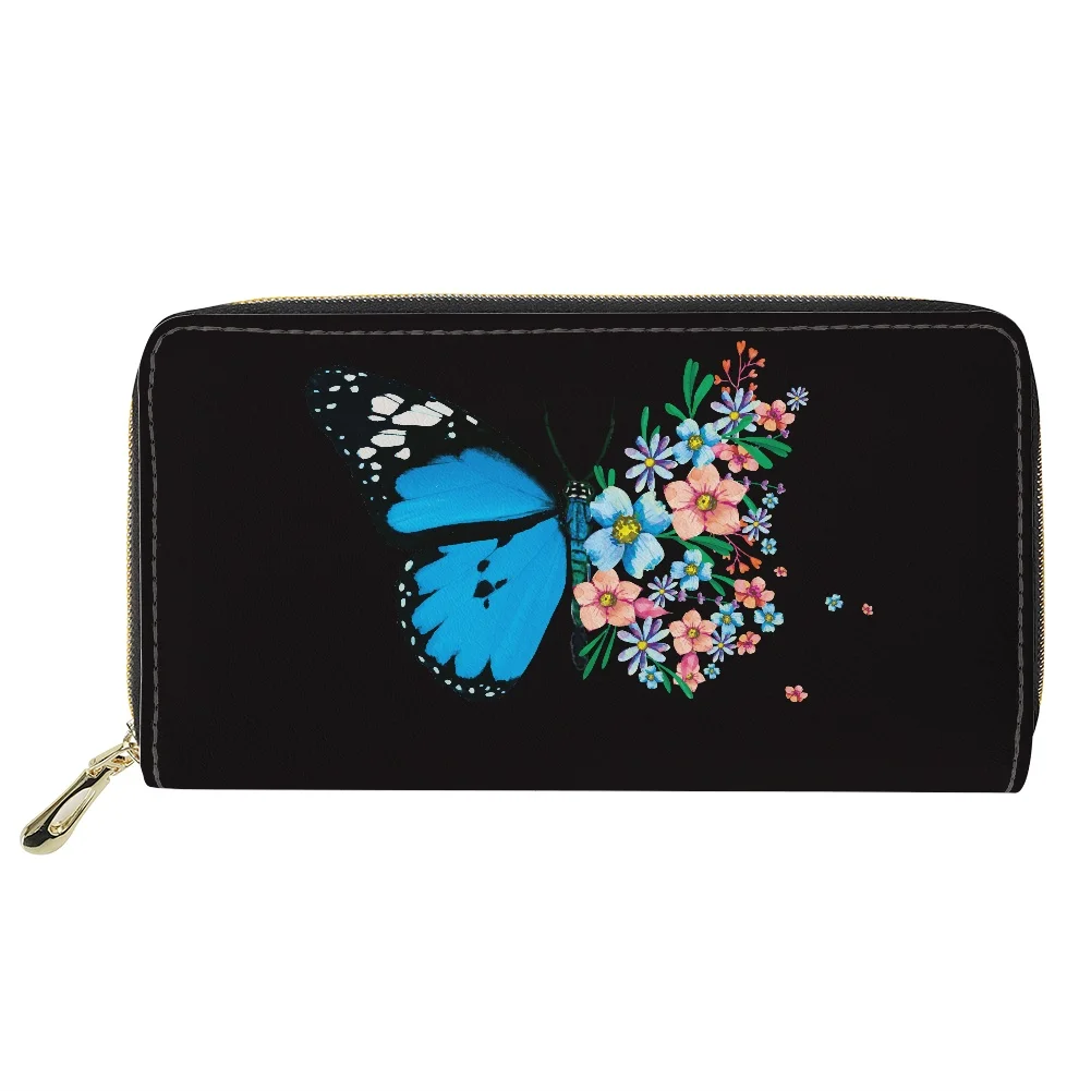 Brand Designer Long Card Holder Women Spectacular The Butterfly Printing Wallets Ladies Fashion Phone Purse Feminine Money Bag