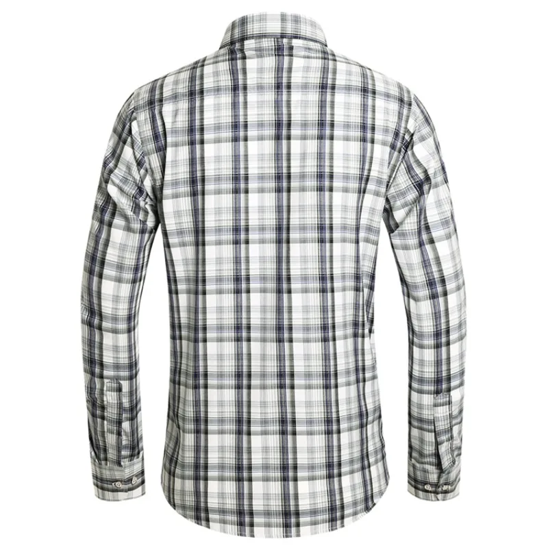 New Men's Checked Long-sleeved Shirt Featuring A Stylish Square Neckline for A Contemporary Look, Effortlessly Versatile.