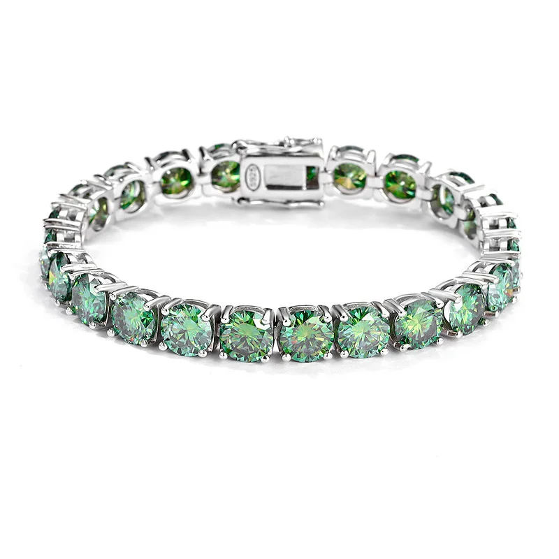 Bracelets de tennis Moissanite pour hommes et femmes, bijoux de mariage GRA, argent 925, diamant de laboratoire, bleu, vert, original, 5mm