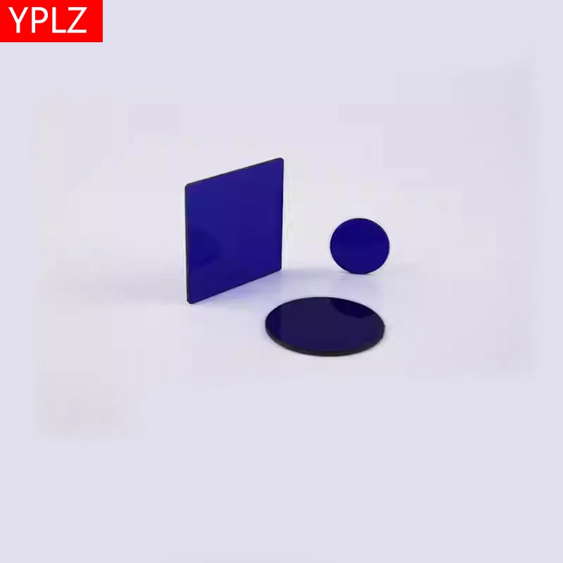 Colored light blue glass passes through 405nm blue light filter and transmits blue light band