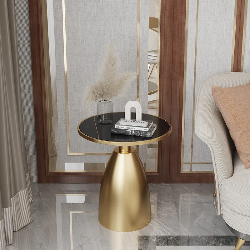 

Luxury Round Side Table Marble Top End Table with Stone Finish for Hotel Living Room Balcony Modern Minimalist Home Decor Accent