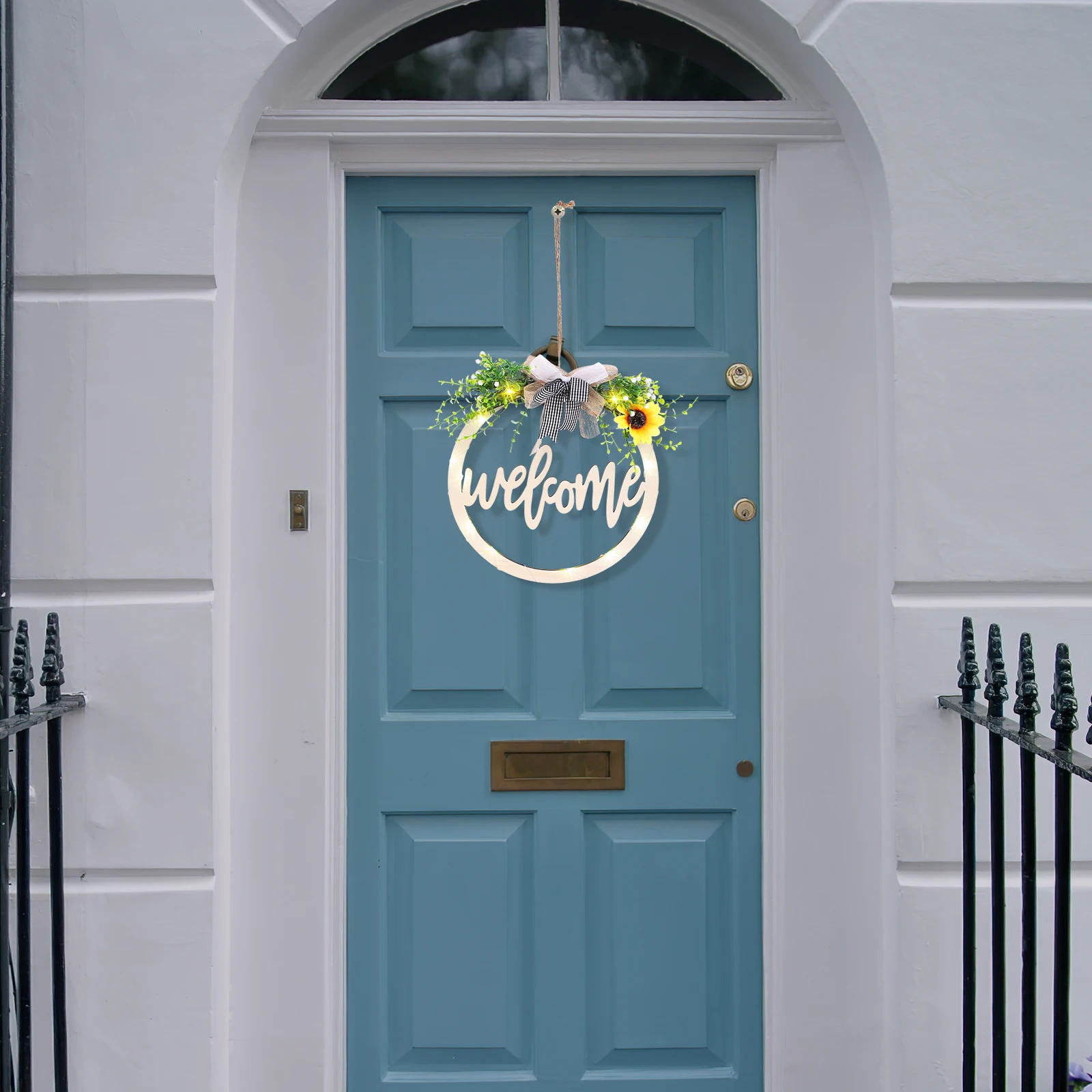 

Fake Plant for Home Decor Fake Plant Wreath For Decorations Cotton Tassel Green Party Front Door Hanging Wall Holiday Season