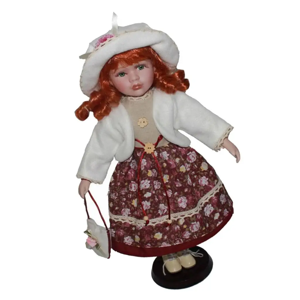 16inch Victorian Porcelain Doll Girl Figures Collections With Display Stands