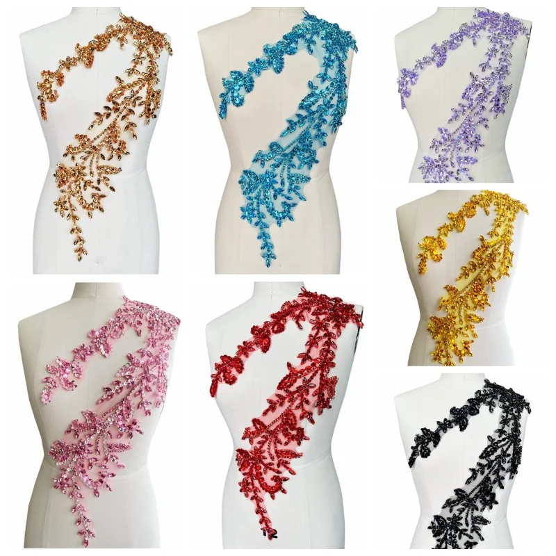 16 Color Super Flash Sewn Shiny Diamond Lace Decal Fabric Handmade Formal Clothing Accessories Nail Bead Diamond Decoration