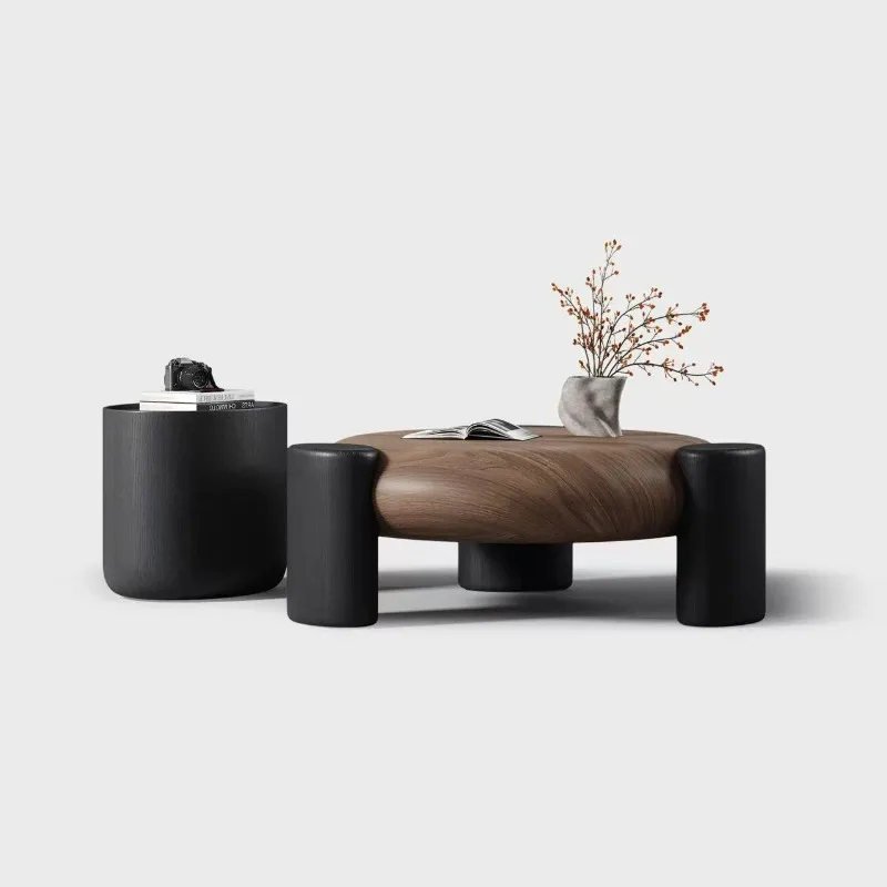 Coffee table, home small apartment, Italian minimalist modern creative designer round coffee table combo