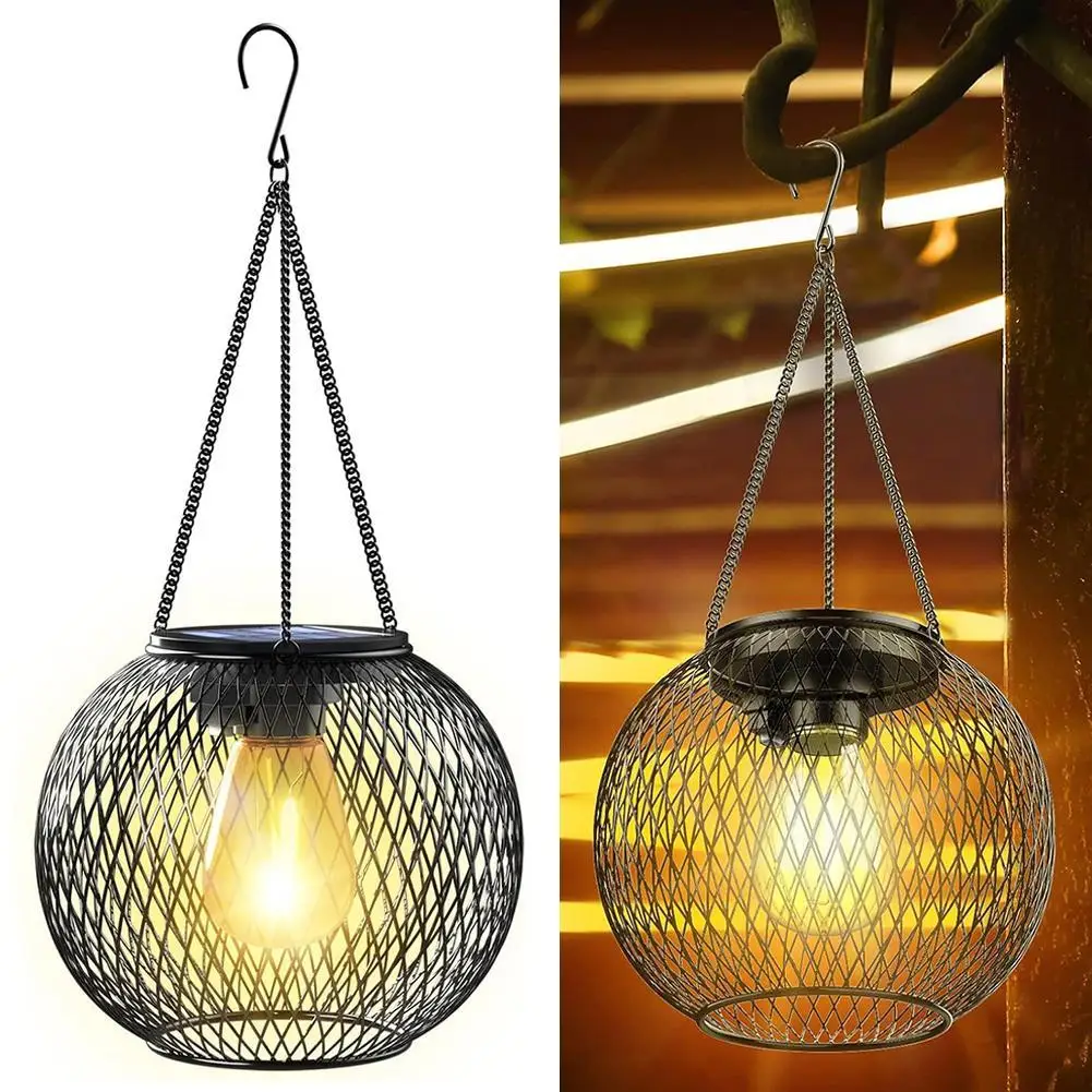 Iron Chain Mesh Woven Iron Art Lamp Portable Cage Hanging Garden Decoration Solar Outdoor Courtyard Lamp