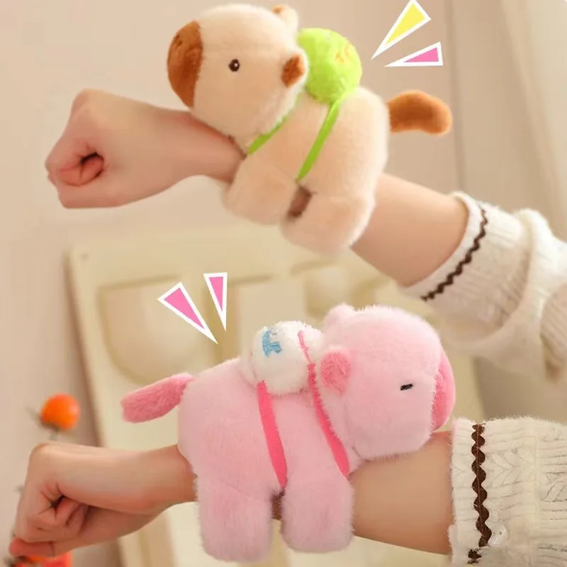 Capybara Slap Bracelets Capybara Plush Toy Stuffed Animals Huggers Slap Toy Animal Wristband Interactive Toy Figures Kids Gifts