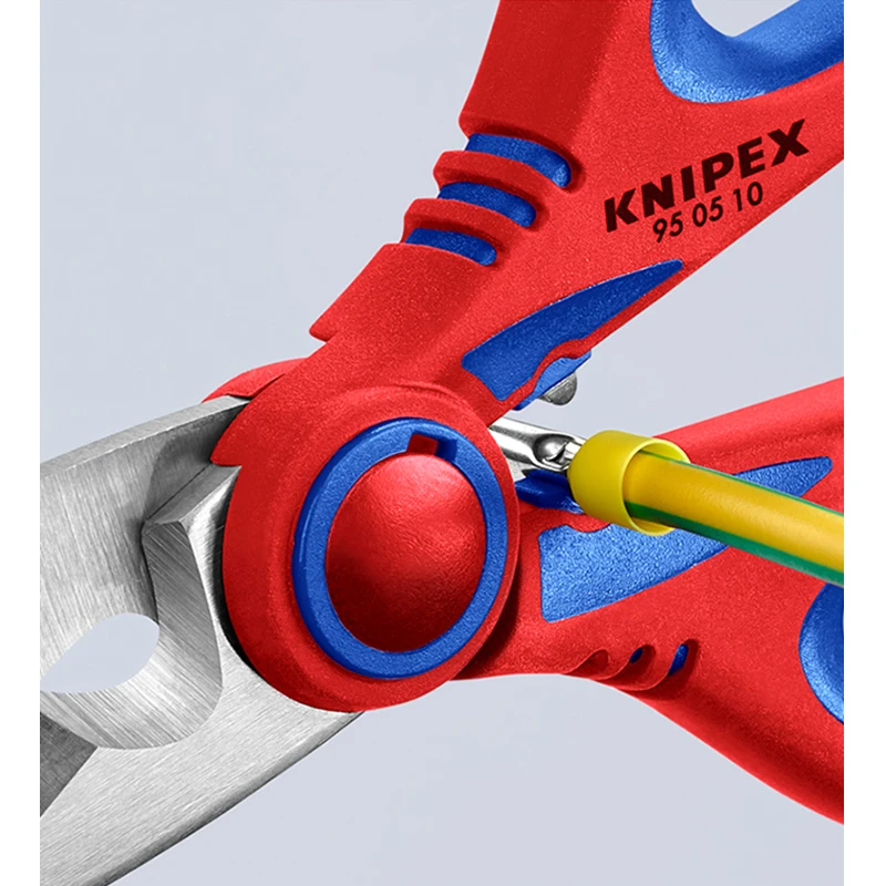 KNIPEX 950510SB Electrician Scissors for Cut Electrical Wire Scissors Handles with Multi-Component Grips Glass Fibre Reinforced