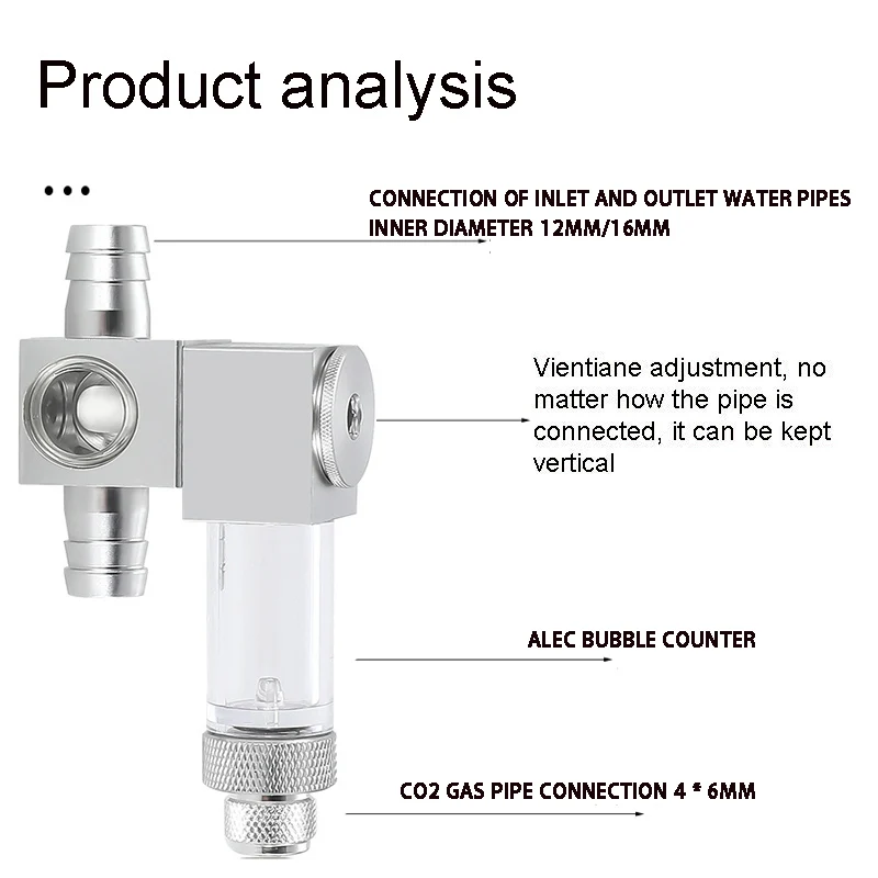 CO2 atomizer Aquarium Aluminum alloy bubble counter Fish tank inlet and outlet filters Aquatic plant supplyCO2 external diffuser