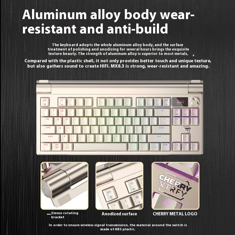 CHERRY MX8.3 Mechanical Keyboard Three Mode Wireless Bluetooth Aluminum Alloy Keyboard 8000HZ GASKET 4600mah Game Office Custom