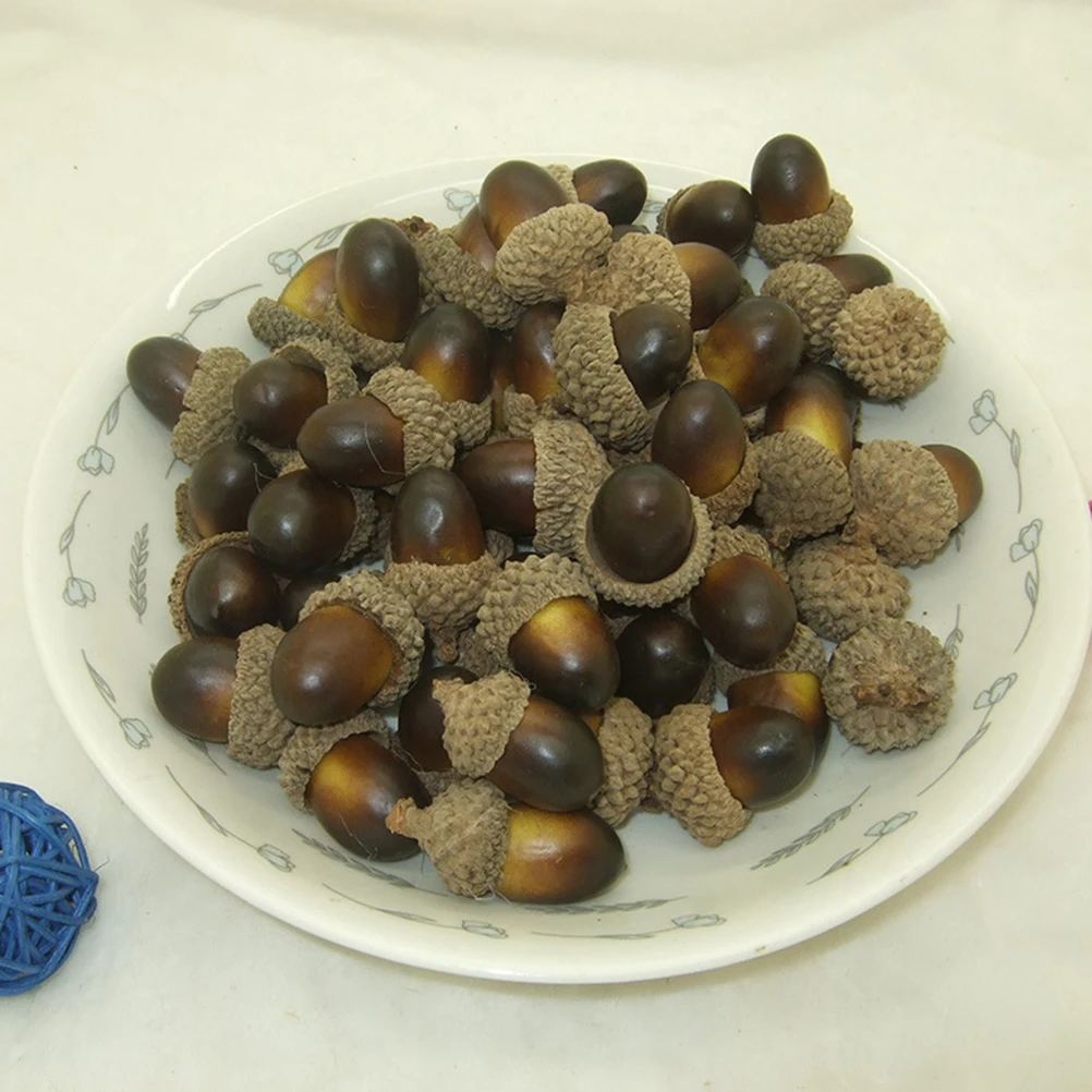 

100 Pcs Simulated Acorn Decoration Artificial Acorns Decorate Nuts Ornaments Decorative