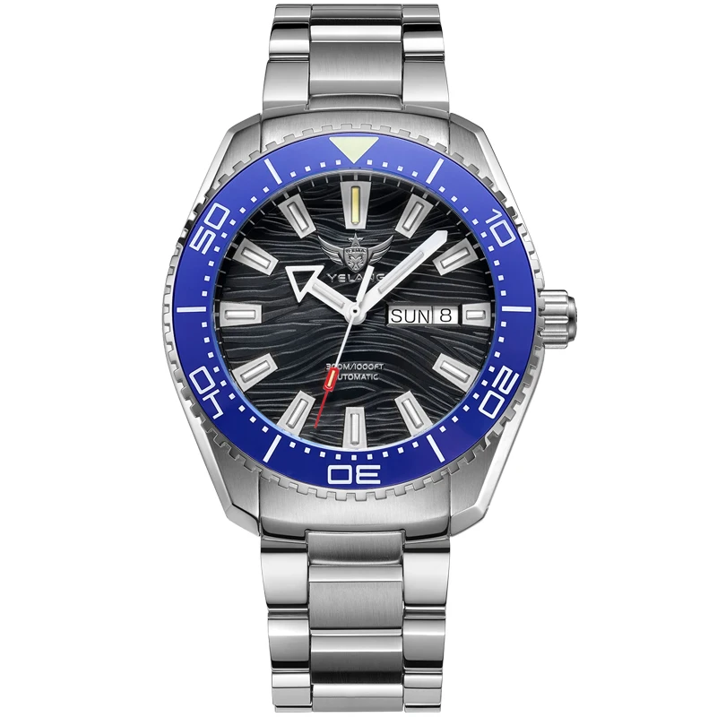 YELANG Men Automatic Watch 43.8mm Mechanical Wristwatch Diver 30ATM Waterproof Luminous Tubes SW220 Sapphire Rotatable Bezel